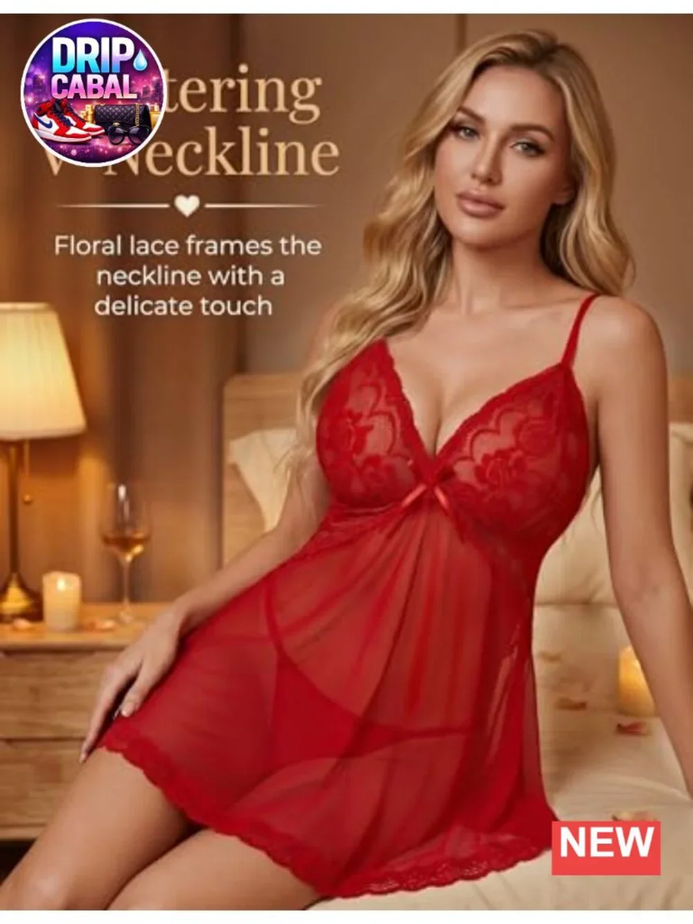 Soft Lace Mesh Babydoll Chemise with G String Wireless Flowy Design Boudoir